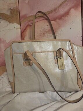 Coach F27727 Taylor Foiled Silver Tote/Purse